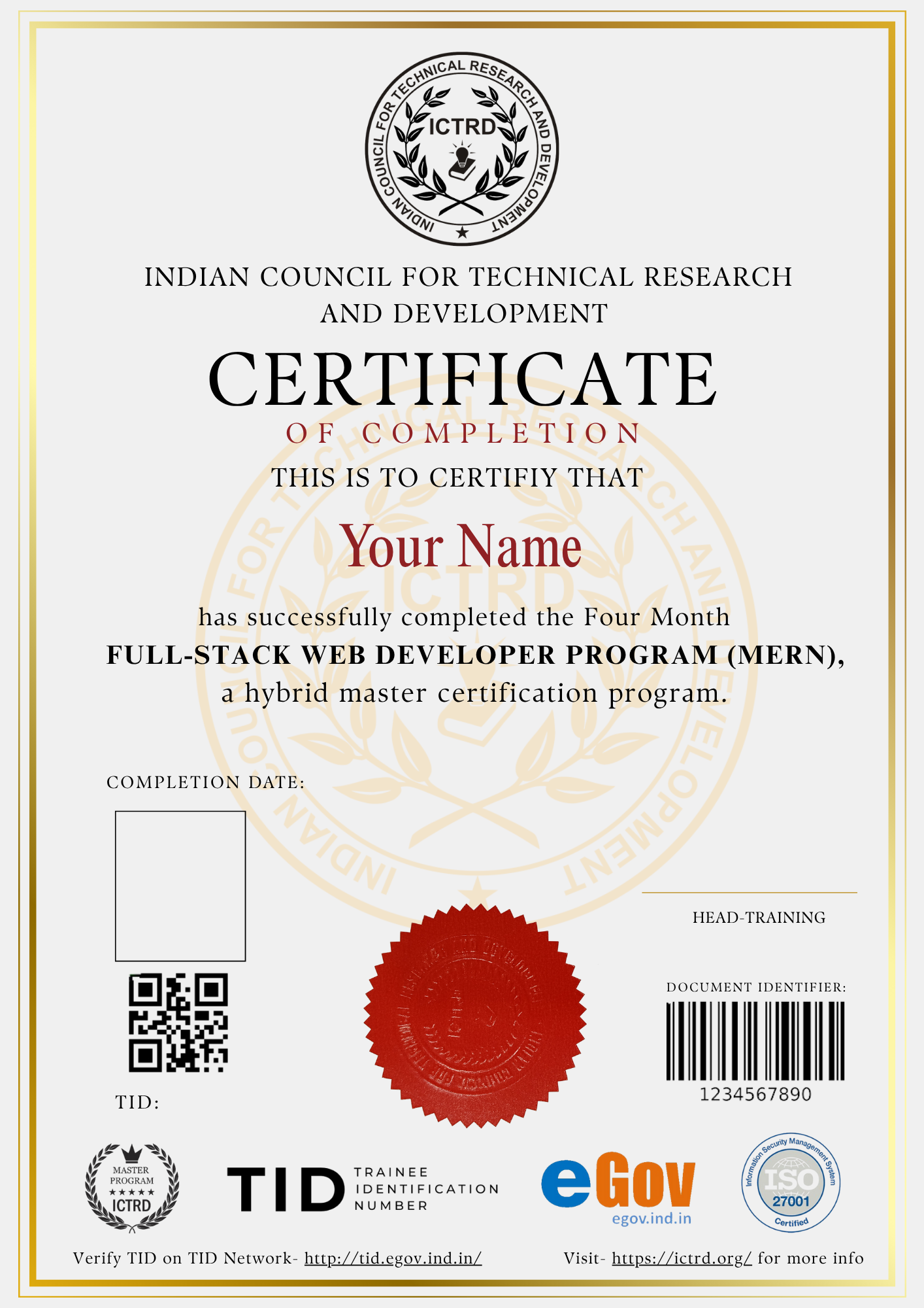 Course Completion Certificate